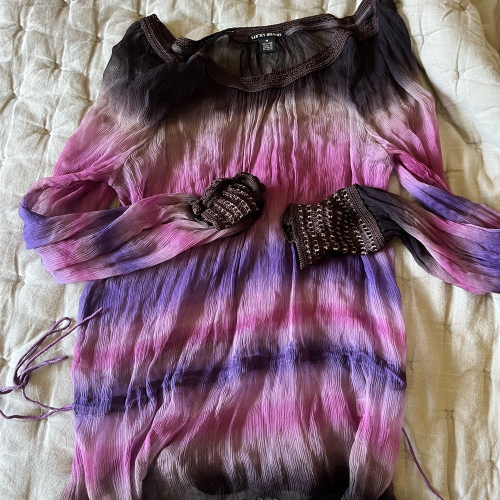 Lucky Brand Purple and Pink Ombre Silk Blouse